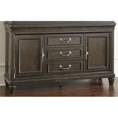 Traditional Buffet with 3 Drawers and 2 Doors